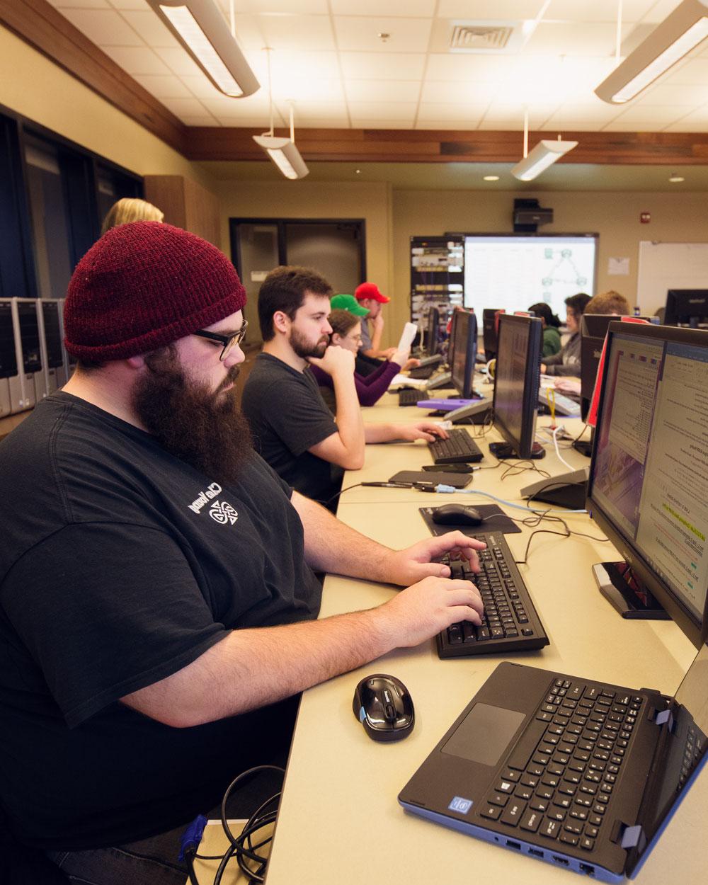 student at a computer